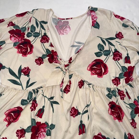 Torrid Womens 3X Top Heritage Jersey Tie-Front Babydoll Floral Casual Bohemian - Picture 3 of 10